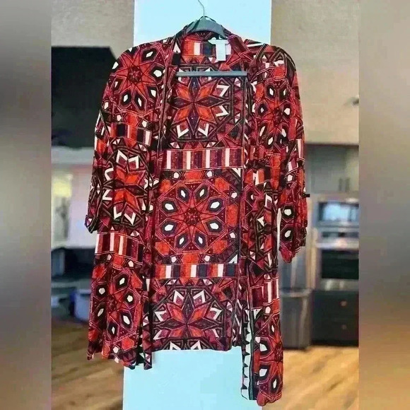 H&M Orange And Black Geometric Print jacket Size L - Picture 1 of 4